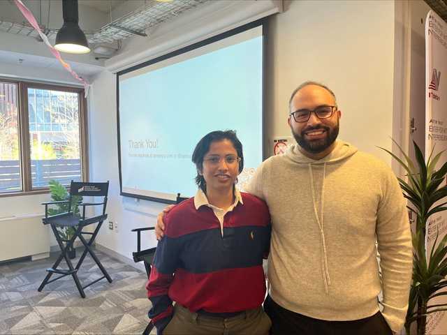 Rami and Amrutha after completing his talk at the Martin Trust Center for Entrepreneurship.